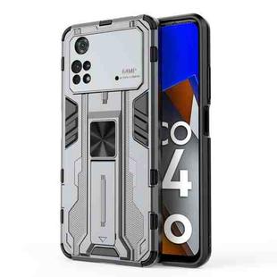 For Xiaomi Poco M4 Pro Supersonic PC + TPU Shock-proof Protective Phone Case with Holder(Grey)