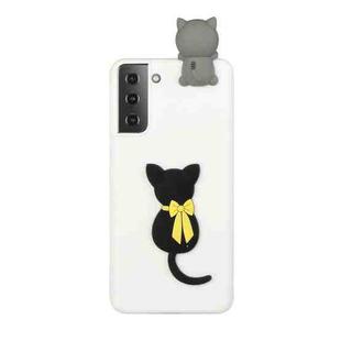 For Samsung Galaxy S22 5G Shockproof 3D Lying Cartoon TPU Phone Case(Little Black Cat)