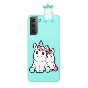 For Samsung Galaxy S22+ 5G Shockproof 3D Lying Cartoon TPU Phone Case(Couple Unicorn)