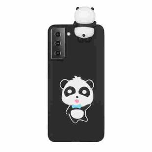 For Samsung Galaxy S22+ 5G Shockproof 3D Lying Cartoon TPU Phone Case(Panda with Blue Bow)