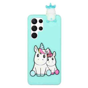 For Samsung Galaxy S22 Ultra 5G Shockproof 3D Lying Cartoon TPU Phone Case(Couple Unicorn)