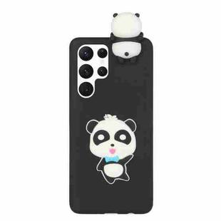 For Samsung Galaxy S22 Ultra 5G Shockproof 3D Lying Cartoon TPU Phone Case(Panda with Blue Bow)