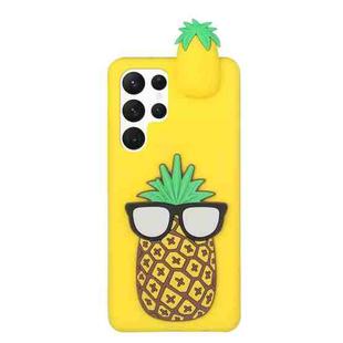 For Samsung Galaxy S22 Ultra 5G Shockproof 3D Lying Cartoon TPU Phone Case(Pineapple)