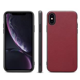 For iPhone X / XS Denior V7 Luxury Car Cowhide Leather Ultrathin Protective Case(Dark Red)