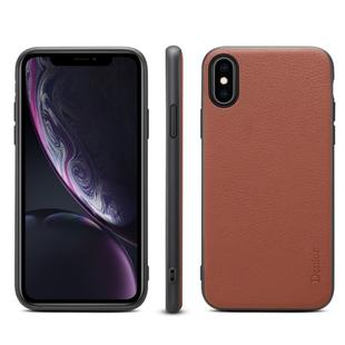 For iPhone X / XS Denior V7 Luxury Car Cowhide Leather Ultrathin Protective Case(Brown)