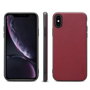 For iPhone XS Max Denior V7 Luxury Car Cowhide Leather Ultrathin Protective Case(Dark Red)