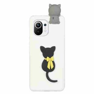 For Xiaomi Mi 11 Shockproof 3D Lying Cartoon TPU Phone Case(Little Black Cat)