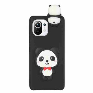 For Xiaomi Mi 11 Shockproof 3D Lying Cartoon TPU Phone Case(Panda with Red Bow)