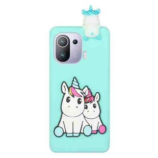 For Xiaomi Mi 11 Pro Shockproof 3D Lying Cartoon TPU Phone Case(Couple Unicorn)