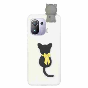 For Xiaomi Mi 11 Pro Shockproof 3D Lying Cartoon TPU Phone Case(Little Black Cat)