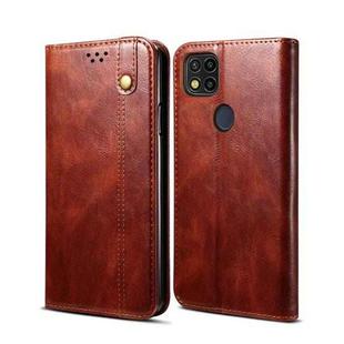 For Xiaomi Redmi 10A / 9C Simple Wax Crazy Horse Texture Leather Phone Case(Brown)