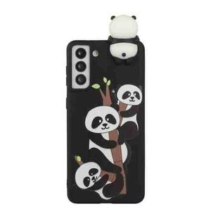 For Samsung Galaxy S22 5G Shockproof Cartoon TPU Phone Case(Three Pandas)