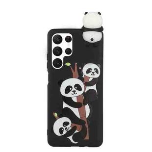 For Samsung Galaxy S22 Ultra 5G Shockproof Cartoon TPU Phone Case(Three Pandas)