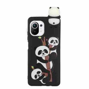 For Xiaomi Mi 11 Lite Shockproof Cartoon TPU Phone Case(Three Pandas)