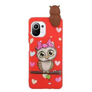 For Xiaomi Mi 11 Lite Shockproof Cartoon TPU Phone Case(Red Owl)