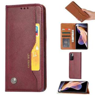 For Xiaomi Redmi Note 11S / Note 11 4G Global Knead Skin Texture Horizontal Flip Leather Case(Wine Red)