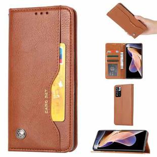 For Xiaomi Redmi Note 11S / Note 11 4G Global Knead Skin Texture Horizontal Flip Leather Case(Brown)