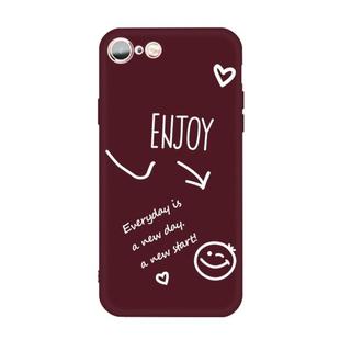 For iPhone 6s / 6 Enjoy Emoticon Heart-shape Pattern Colorful Frosted TPU Phone Protective Case(Wine Red)