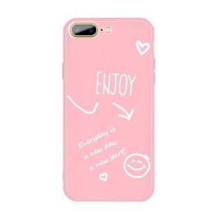 For iPhone 8 Plus / 7 Plus Enjoy Emoticon Heart-shape Pattern Colorful Frosted TPU Phone Protective Case(Pink)