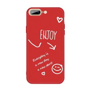 For iPhone 8 Plus / 7 Plus Enjoy Emoticon Heart-shape Pattern Colorful Frosted TPU Phone Protective Case(Red)