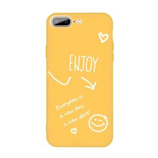 For iPhone 8 Plus / 7 Plus Enjoy Emoticon Heart-shape Pattern Colorful Frosted TPU Phone Protective Case(Yellow)