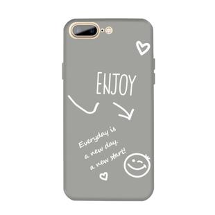For iPhone 8 Plus / 7 Plus Enjoy Emoticon Heart-shape Pattern Colorful Frosted TPU Phone Protective Case(Gray)