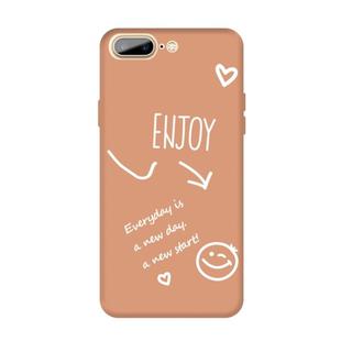 For iPhone 8 Plus / 7 Plus Enjoy Emoticon Heart-shape Pattern Colorful Frosted TPU Phone Protective Case(Coral Orange)