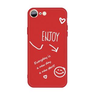 For iPhone SE 2022 / SE 2020 / 8 / 7 Enjoy Emoticon Heart-shape Pattern Colorful Frosted TPU Phone Protective Case(Red)