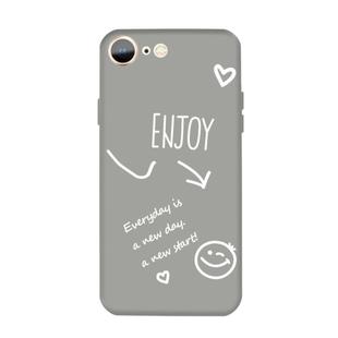 For iPhone SE 2022 / SE 2020 / 8 / 7 Enjoy Emoticon Heart-shape Pattern Colorful Frosted TPU Phone Protective Case(Gray)