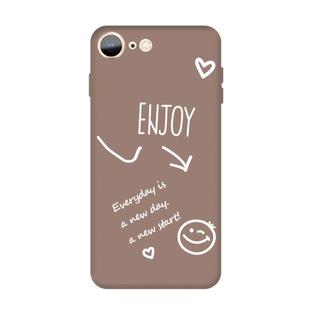 For iPhone SE 2022 / SE 2020 / 8 / 7 Enjoy Emoticon Heart-shape Pattern Colorful Frosted TPU Phone Protective Case(Khaki)
