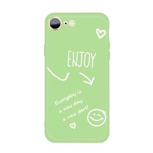 For iPhone SE 2022 / SE 2020 / 8 / 7 Enjoy Emoticon Heart-shape Pattern Colorful Frosted TPU Phone Protective Case(Green)