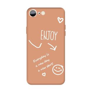 For iPhone SE 2022 / SE 2020 / 8 / 7 Enjoy Emoticon Heart-shape Pattern Colorful Frosted TPU Phone Protective Case(Coral Orange)