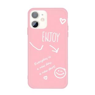 For iPhone 11 Enjoy Emoticon Heart-shape Pattern Colorful Frosted TPU Phone Protective Case(Pink)