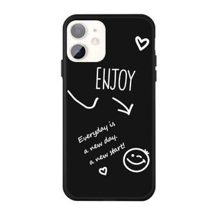 For iPhone 11 Enjoy Emoticon Heart-shape Pattern Colorful Frosted TPU Phone Protective Case(Black)