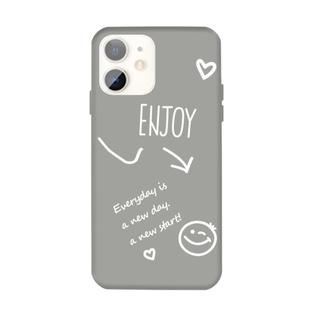 For iPhone 11 Enjoy Emoticon Heart-shape Pattern Colorful Frosted TPU Phone Protective Case(Gray)