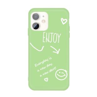 For iPhone 11 Enjoy Emoticon Heart-shape Pattern Colorful Frosted TPU Phone Protective Case(Green)