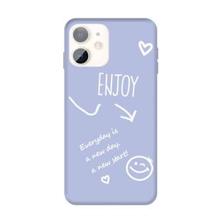 For iPhone 11 Enjoy Emoticon Heart-shape Pattern Colorful Frosted TPU Phone Protective Case(Light Purple)