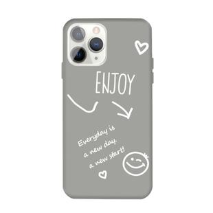 For iPhone 11 Pro Enjoy Emoticon Heart-shape Pattern Colorful Frosted TPU Phone Protective Case(Gray)