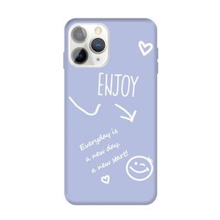 For iPhone 11 Pro Enjoy Emoticon Heart-shape Pattern Colorful Frosted TPU Phone Protective Case(Light Purple)