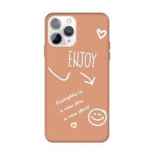 For iPhone 11 Pro Enjoy Emoticon Heart-shape Pattern Colorful Frosted TPU Phone Protective Case(Coral Orange)