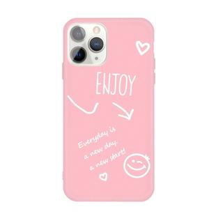For iPhone 11 Pro Max Enjoy Emoticon Heart-shape Pattern Colorful Frosted TPU Phone Protective Case(Pink)