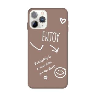 For iPhone 11 Pro Max Enjoy Emoticon Heart-shape Pattern Colorful Frosted TPU Phone Protective Case(Khaki)