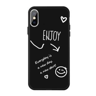 For iPhone X / XS Enjoy Emoticon Heart-shape Pattern Colorful Frosted TPU Phone Protective Case(Black)