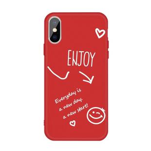 For iPhone XS Max Enjoy Emoticon Heart-shape Pattern Colorful Frosted TPU Phone Protective Case(Red)