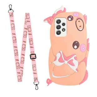 For Samsung Galaxy A33 5G Crossbody Cartoon Silicone Phone Case(Pig)