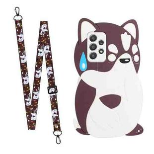 For Samsung Galaxy A33 5G Crossbody Cartoon Silicone Phone Case(Cat)