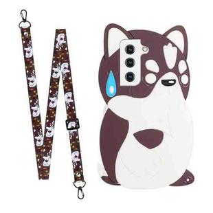 For Samsung Galaxy S22+ 5G Crossbody Cartoon Silicone Phone Case(Cat)