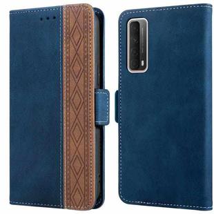For Huawei P smart 2021 Stitching Side-Magnetic RFID Leather Phone Case(Royal Blue)