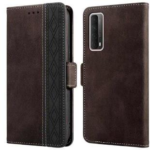 For Huawei P smart 2021 Stitching Side-Magnetic RFID Leather Phone Case(Coffee)
