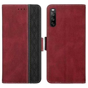 For Sony Xperia 10 III Stitching Side-Magnetic RFID Leather Phone Case(Red)
